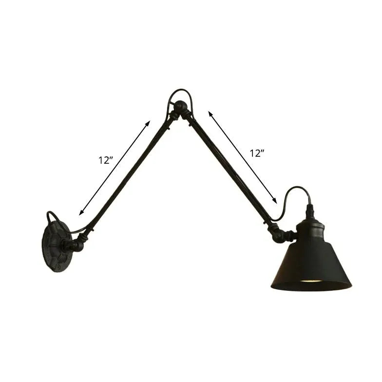 Vintage Wandleuchte Schwarz im verstellbaren Industrie-Design - Clowas.de