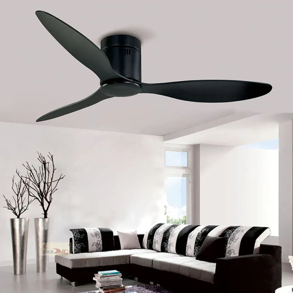 Black Modern Three-Blade Ceiling Fan Light