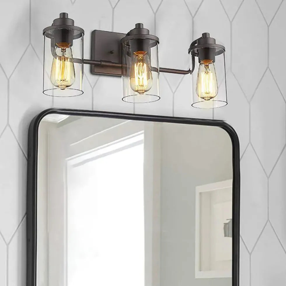 Wandlampe Industrial schwarz mit Vintage Glaslampenschirm - Clowas.de