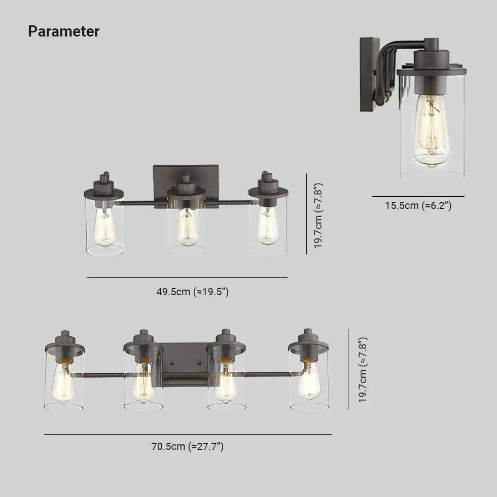 Wandlampe Industrial schwarz mit Vintage Glaslampenschirm - Clowas.de