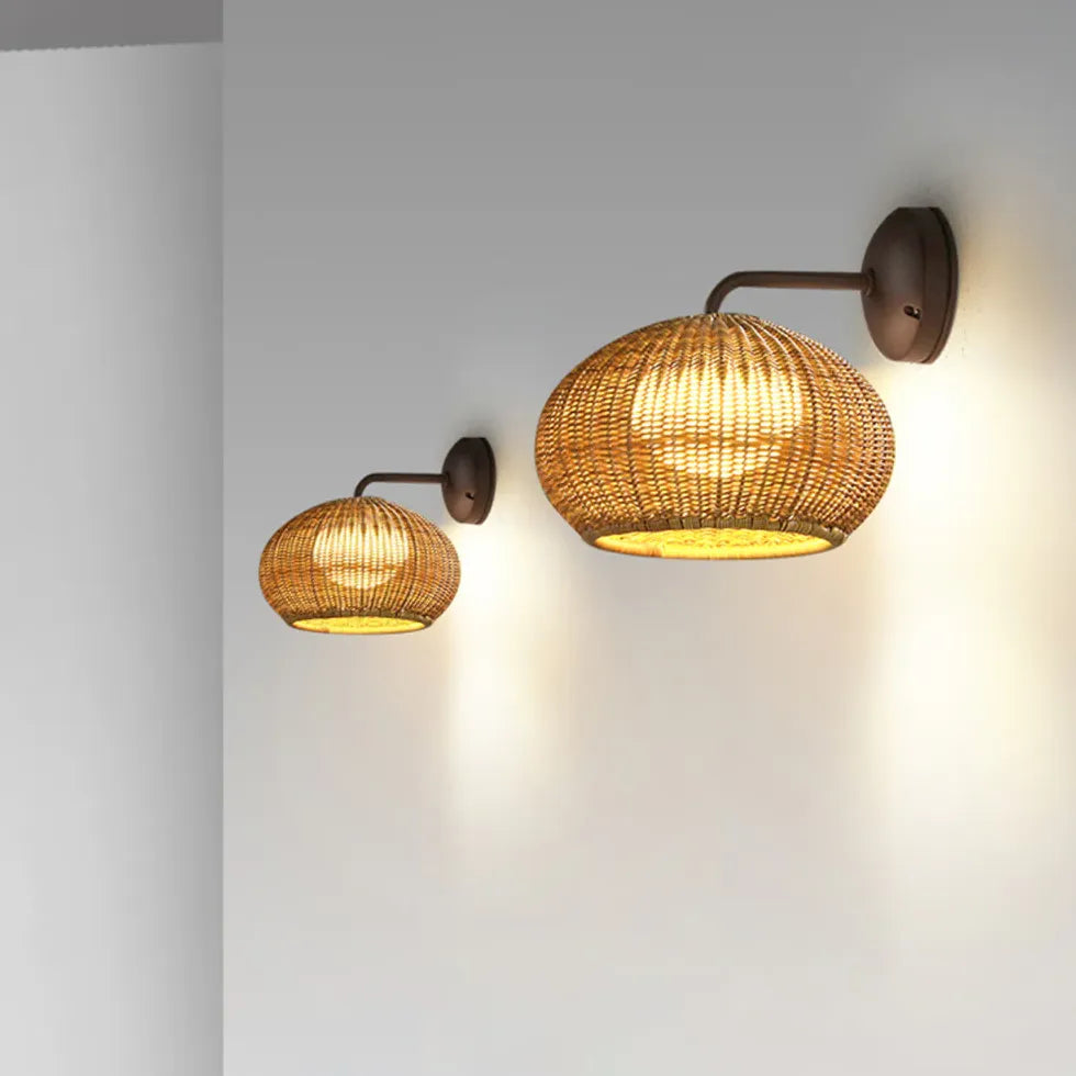 wandleuchte aus rattan für modernes minimalistisches Außendesign - Clowas.de