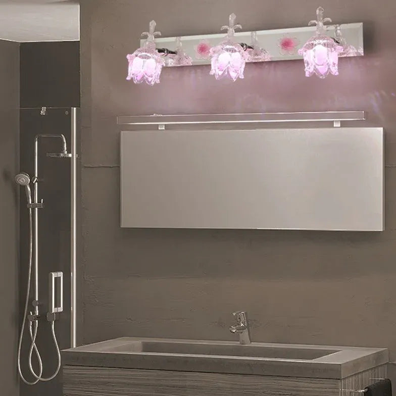 Wandleuchte für Badezimmer mit rosa Glasblumen - Clowas.de