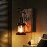 Wandleuchte Holz Schwarz Vintage Stil Holzdesign - Clowas.de