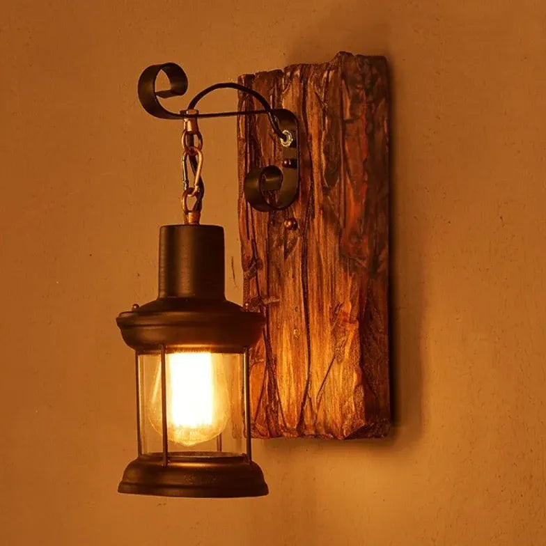 Wandleuchte Holz Schwarz Vintage Stil Holzdesign - Clowas.de