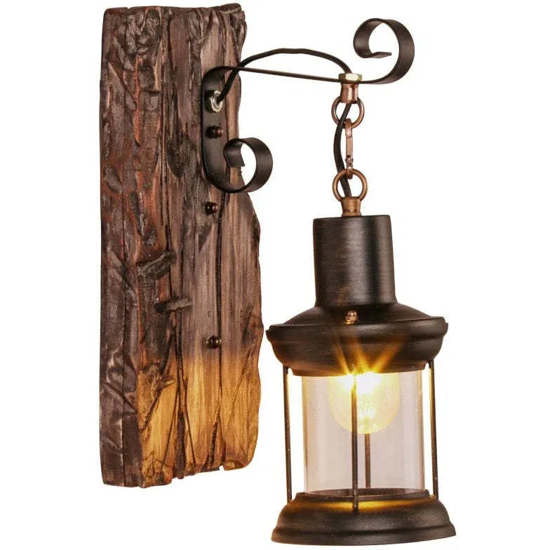 Wandleuchte Holz Schwarz Vintage Stil Holzdesign - Clowas.de