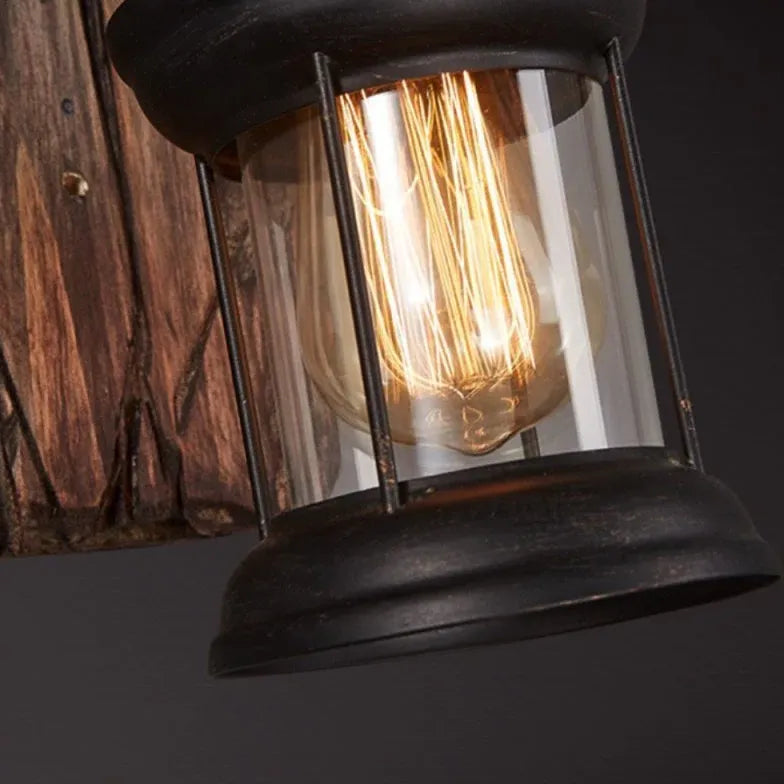 Wandleuchte Holz Schwarz Vintage Stil Holzdesign - Clowas.de
