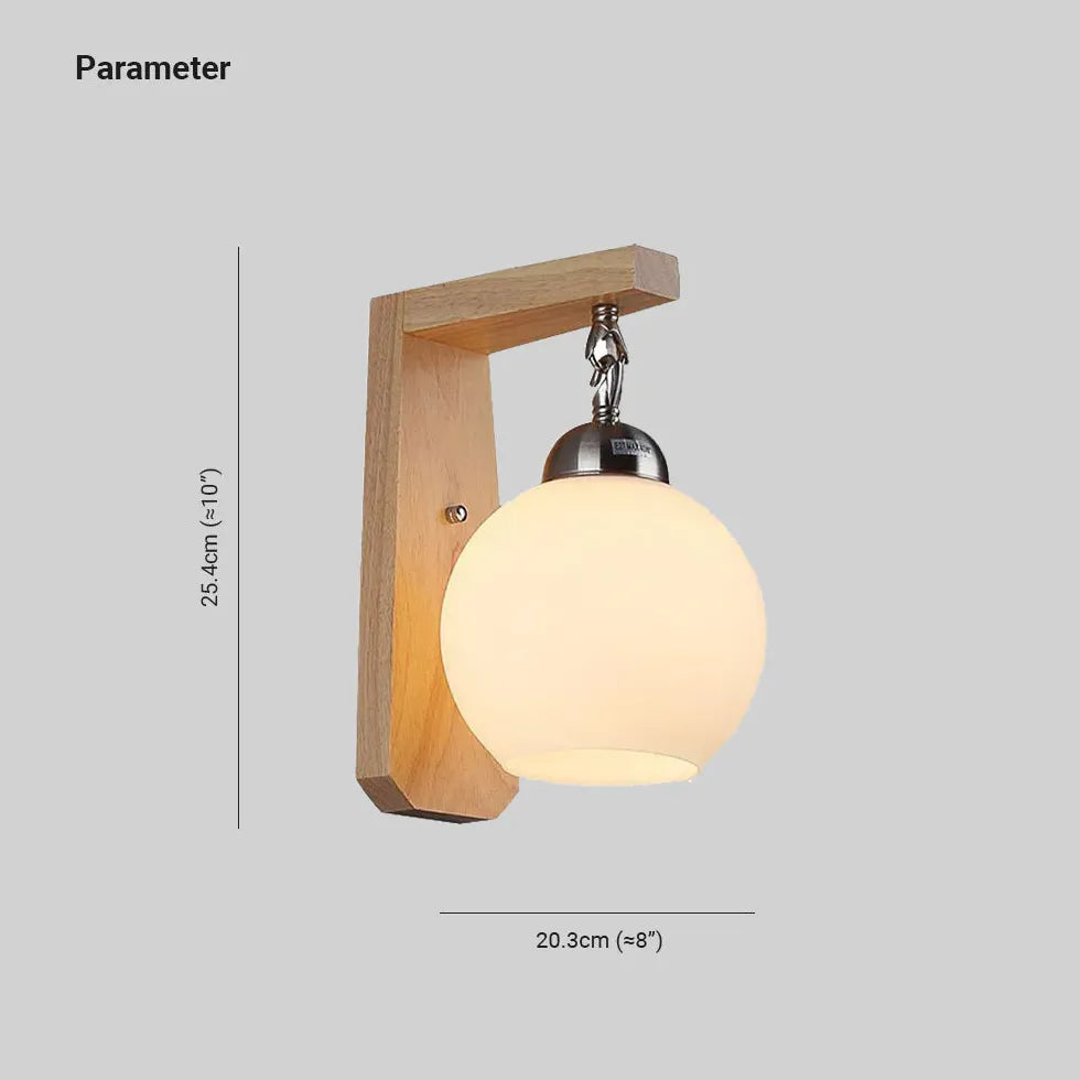 Wandleuchte Holz Weiß mit Rundem Kugel Minimalist - Clowas.de