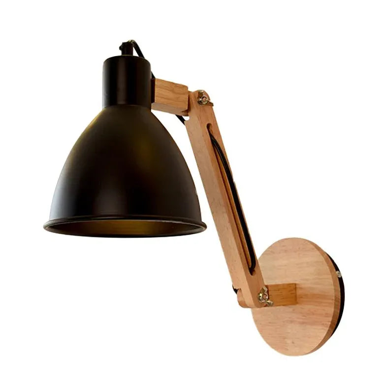 Wandleuchte LED Schwarz mit flexiblem Holzarm - Clowas.de