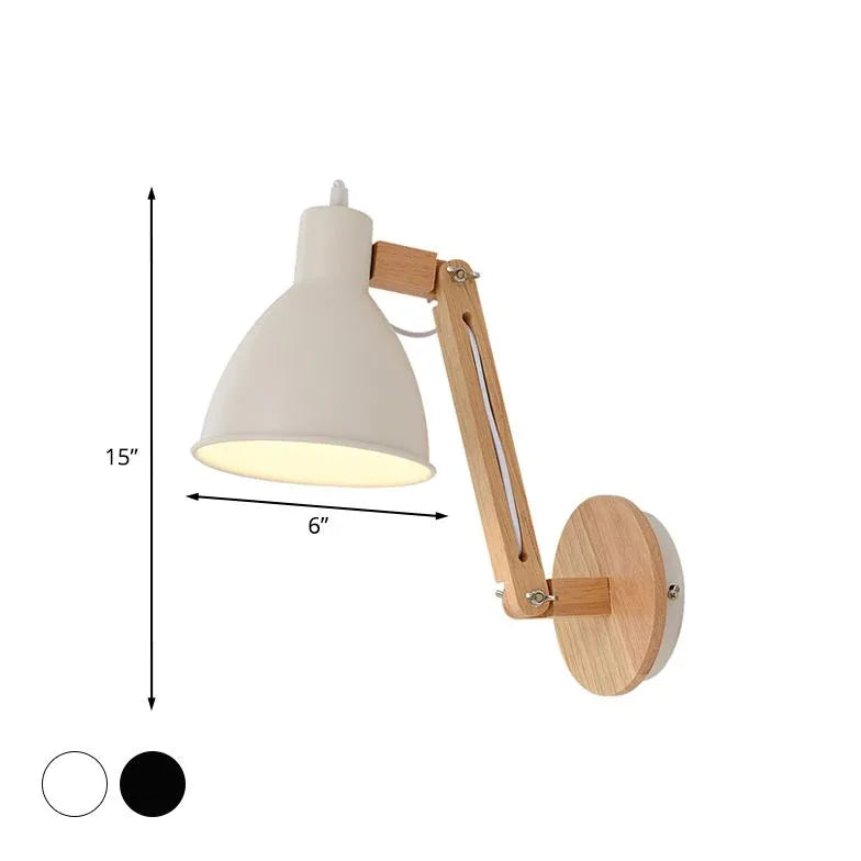 Wandleuchte LED Schwarz mit flexiblem Holzarm - Clowas.de