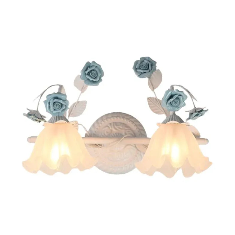 Wandleuchte zweiflammig vintage weiß nordisch Blume - Clowas.de