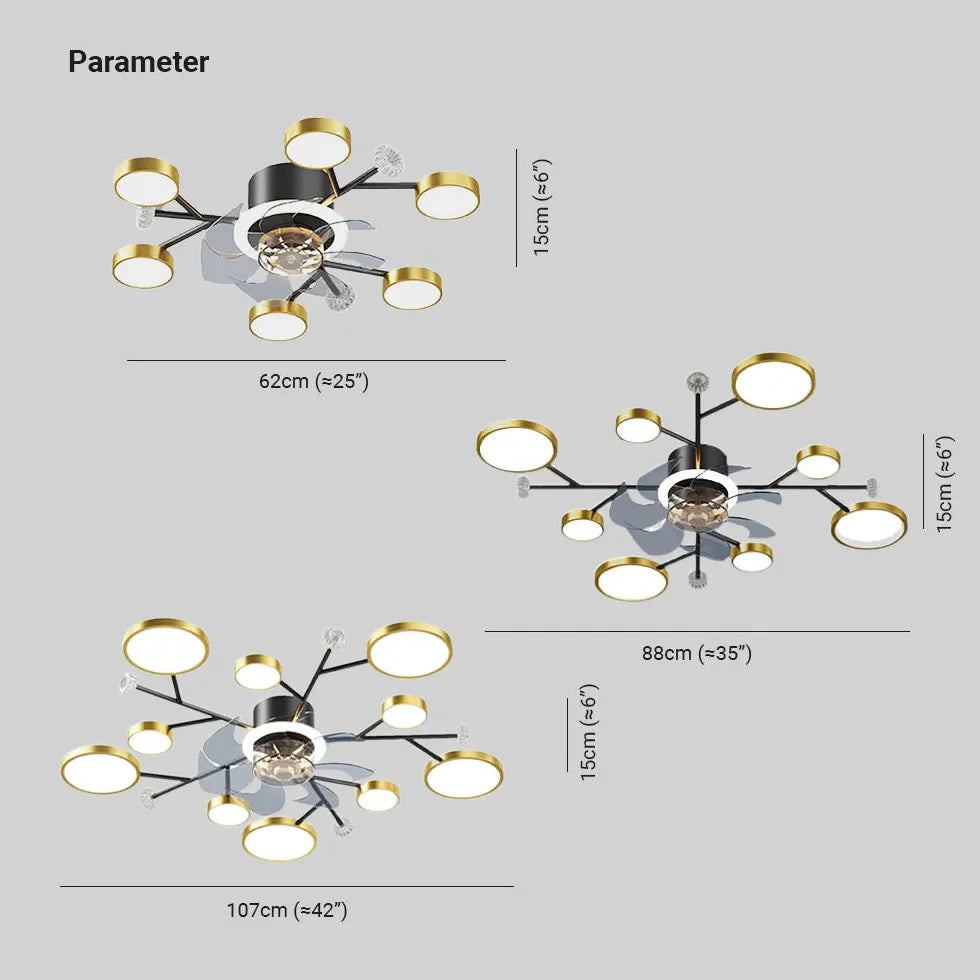 Deckenventilator mit leichter minimalistischer Kronleuchter