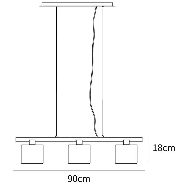 White Three-Head Linear Pendant Light